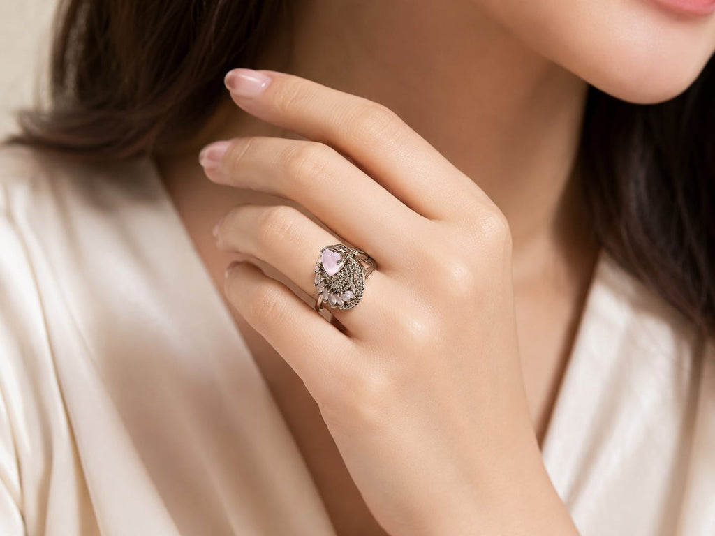 Kritharth Jewels Blush Bloom Floral Statement Ring