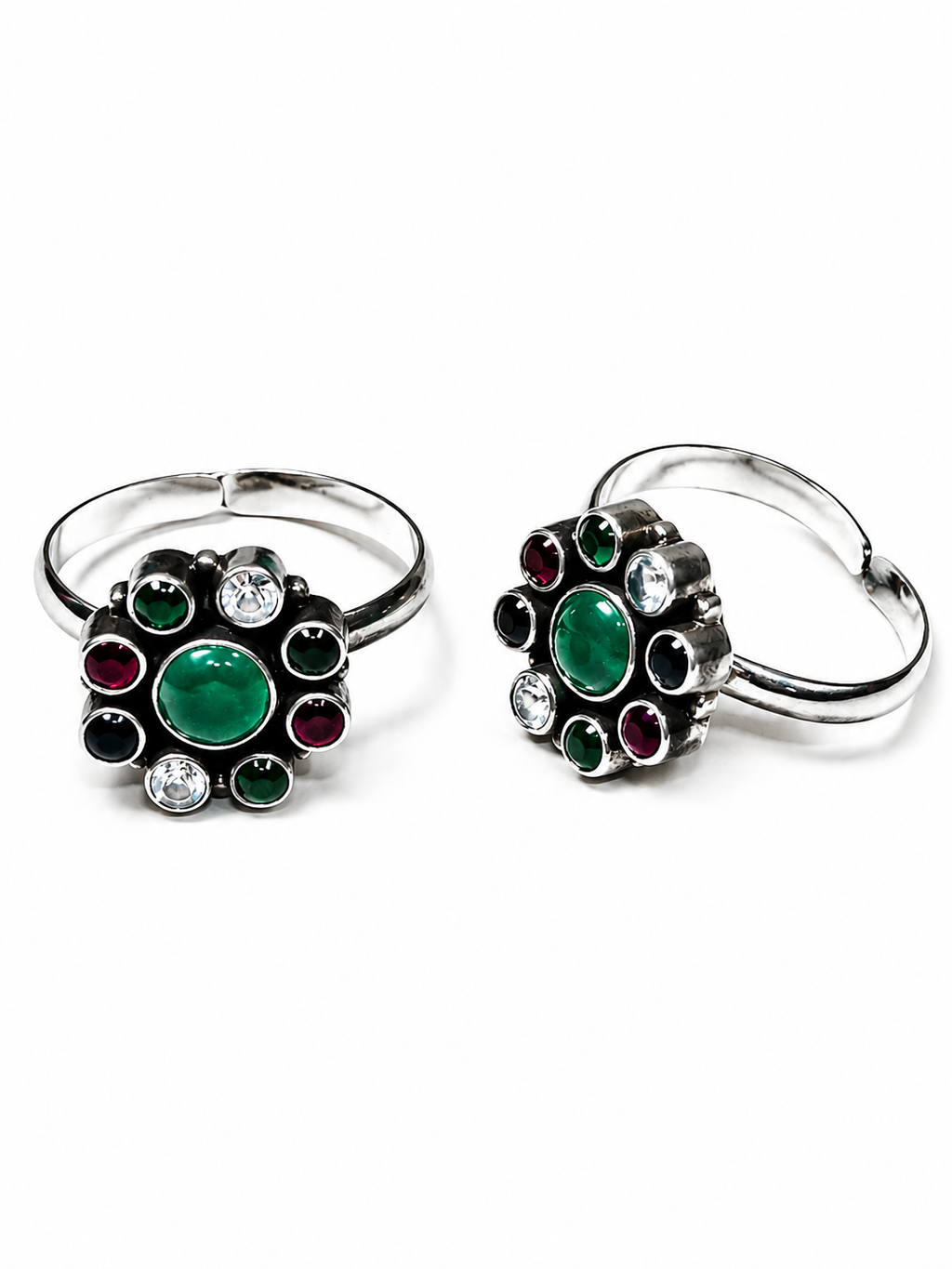 Emerald Royale Multicolor Silver Toe Ring