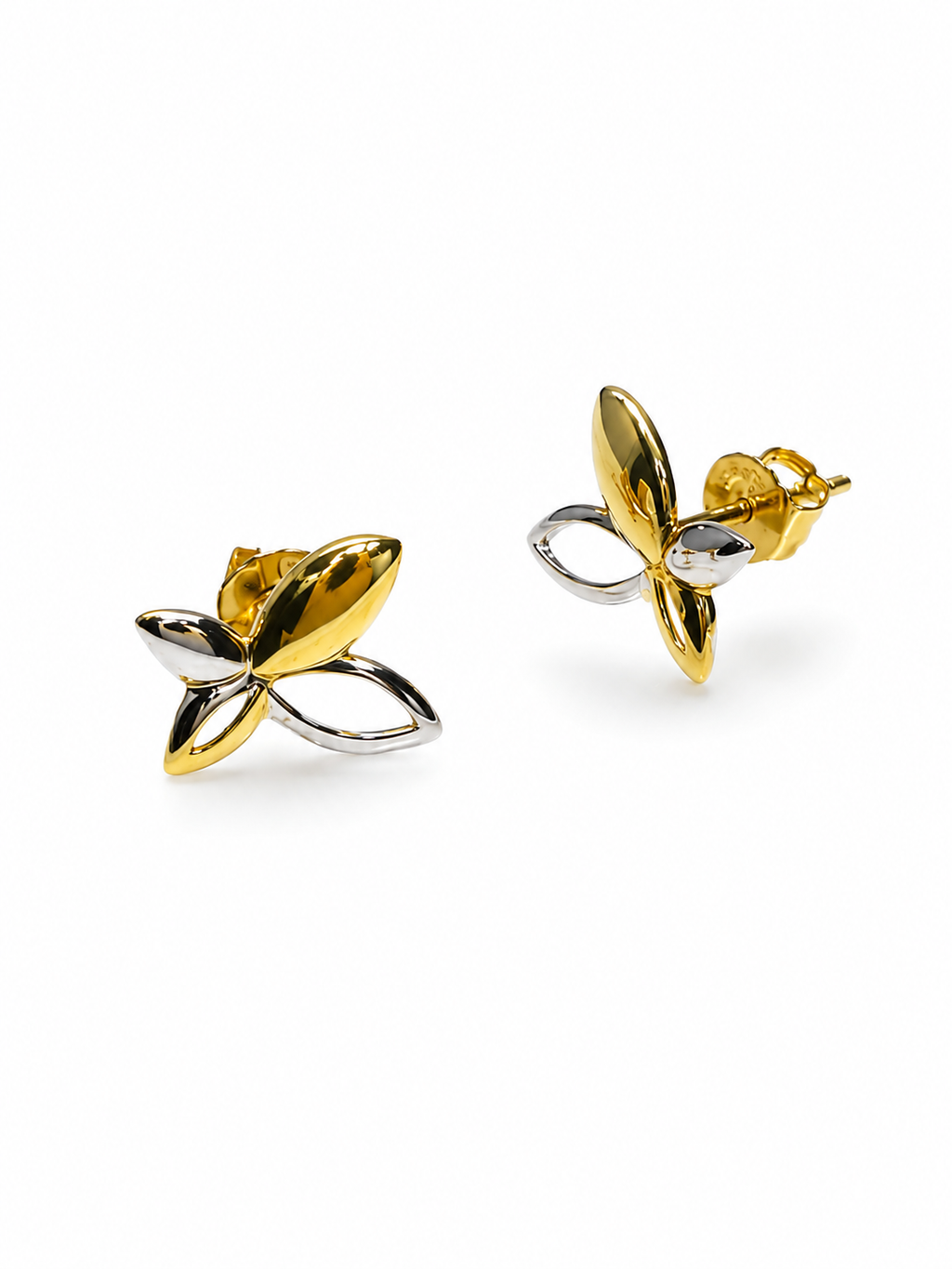 Elegant Dual-Tone Floral Stud Earrings for Women