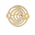 925 Sterling Silver Gold-Plated Spiral Statement Ring with Cubic Zirconia for Women