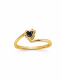 18K Gold Black Heart Solitaire Ring for Women
