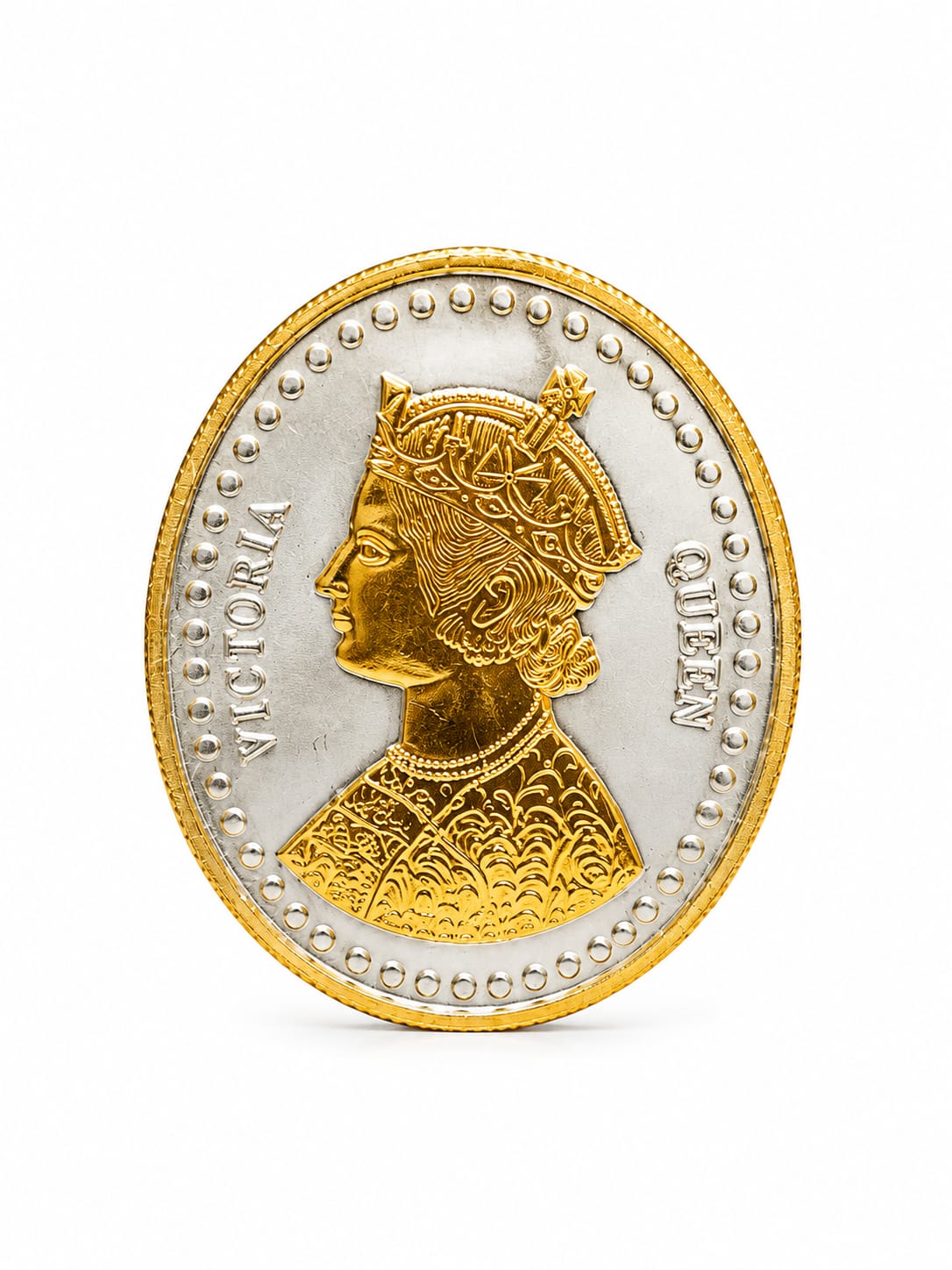 Victoria Queen Design Gold & Silver Finish Collectible Coin