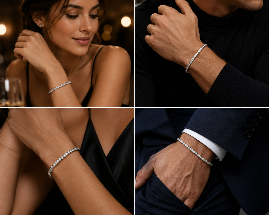 Kritharth Jewels Classic Sparkle Tennis Bracelet