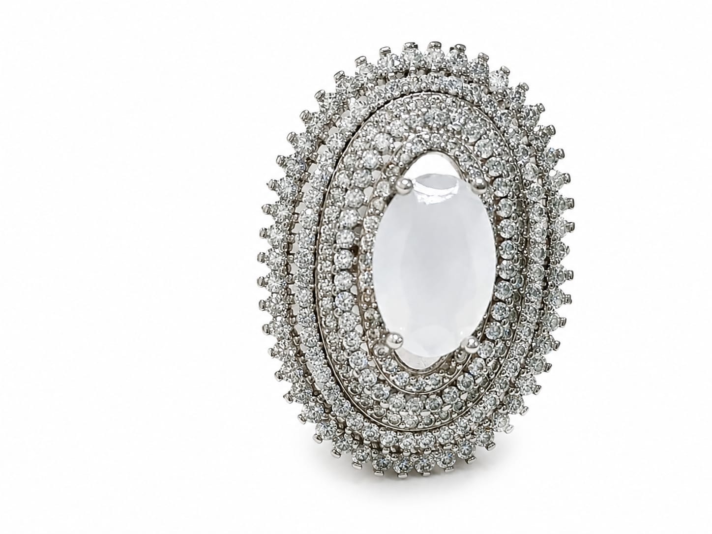 Kritharth Jewels Moonstone Royale Halo Statement Ring