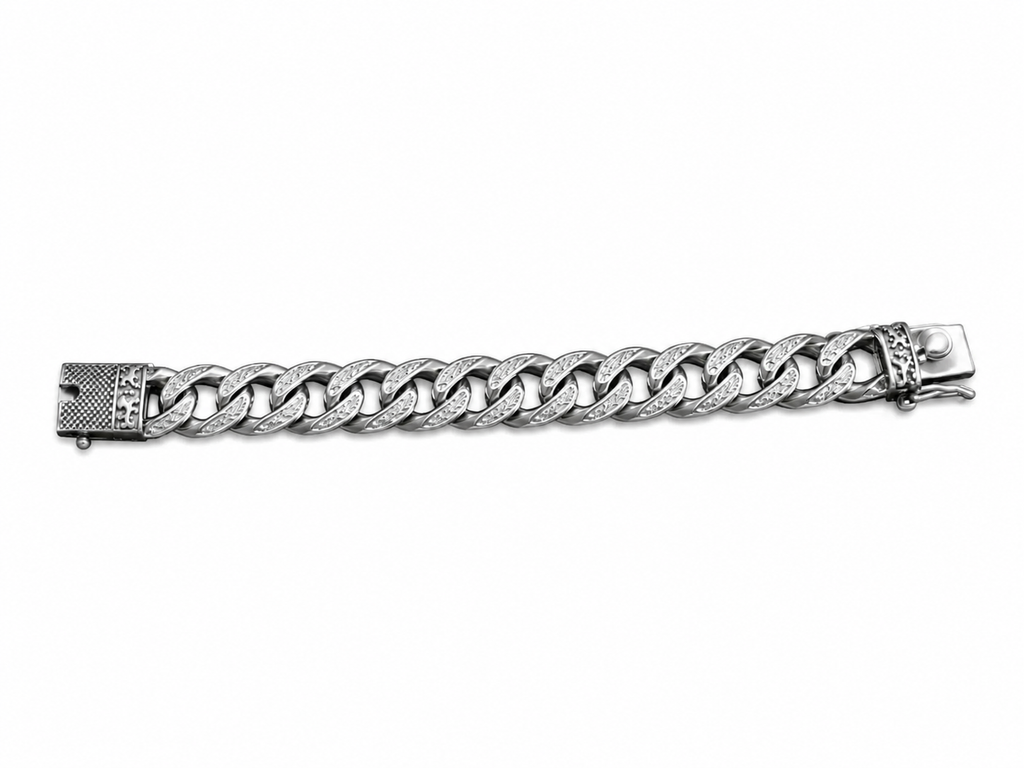 Kritharth Jewels Premium Silver Cuban Link Bracelet