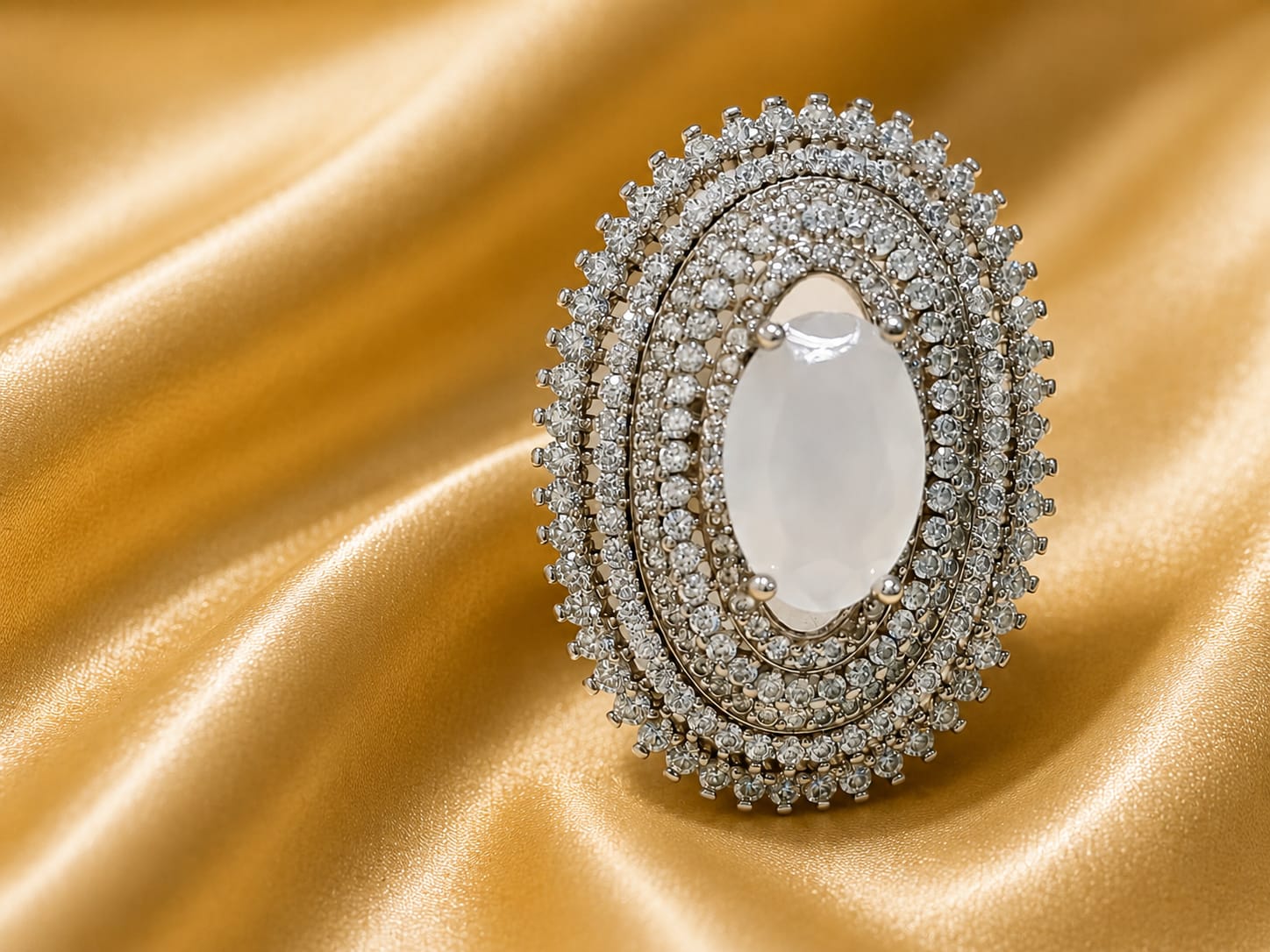Kritharth Jewels Moonstone Royale Halo Statement Ring