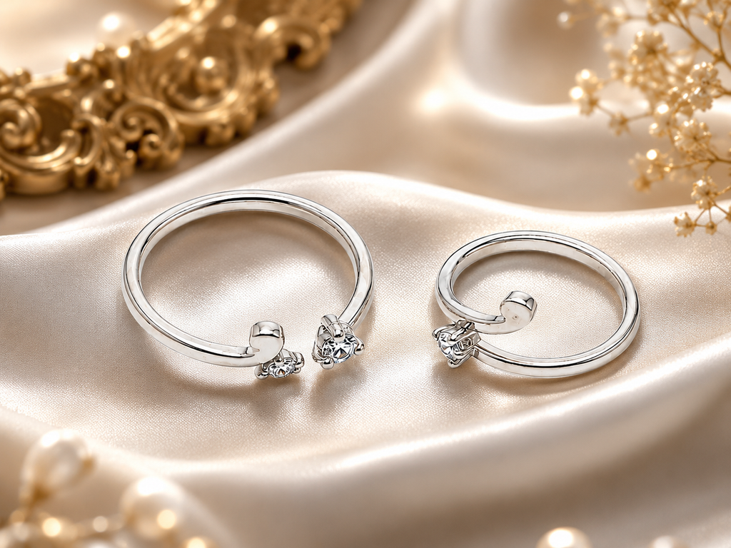 Celestial Bloom Silver Toe Rings