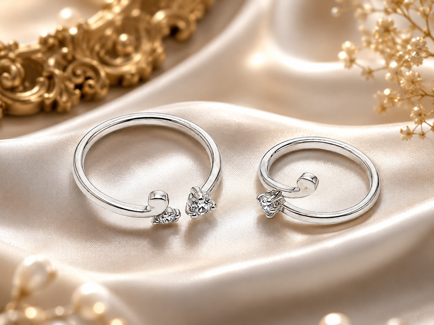 Celestial Bloom Silver Toe Rings