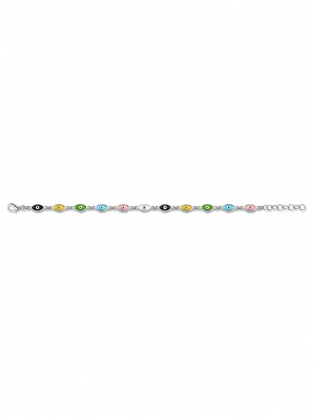 925 Sterling Silver Multicolor Evil Eye Bracelet for Women & Girls