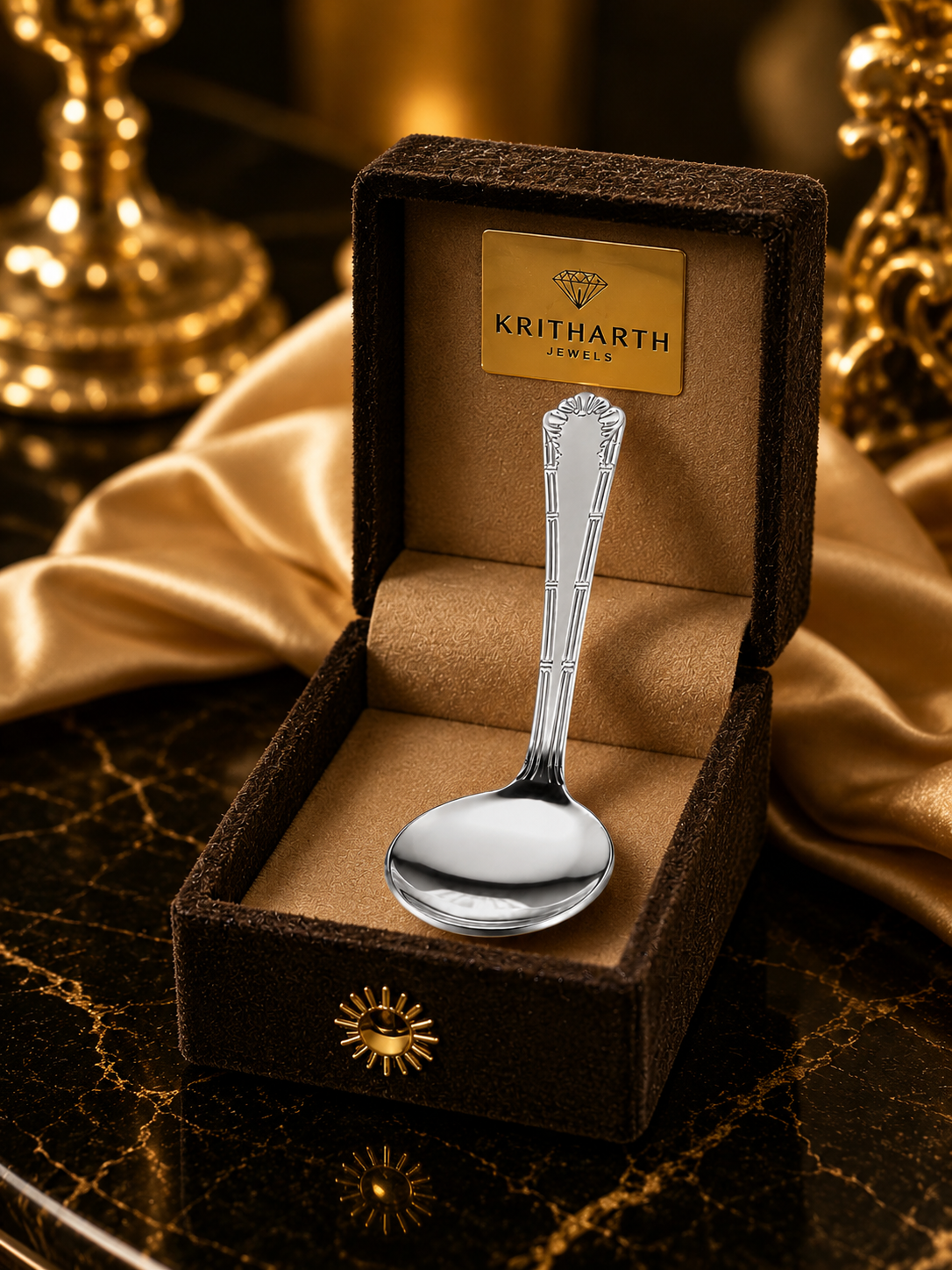 Kritharth Jewels 999 Pure Silver Baby Feeding Spoon