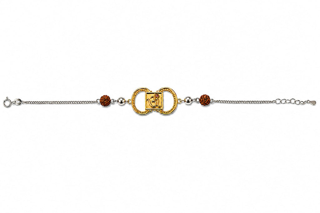 Golden Om Rudraksha Chain Bracelet
