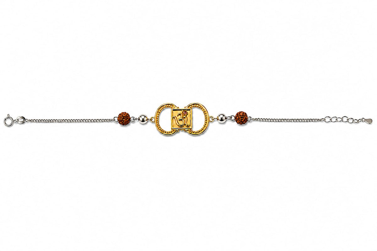 Golden Om Rudraksha Chain Bracelet