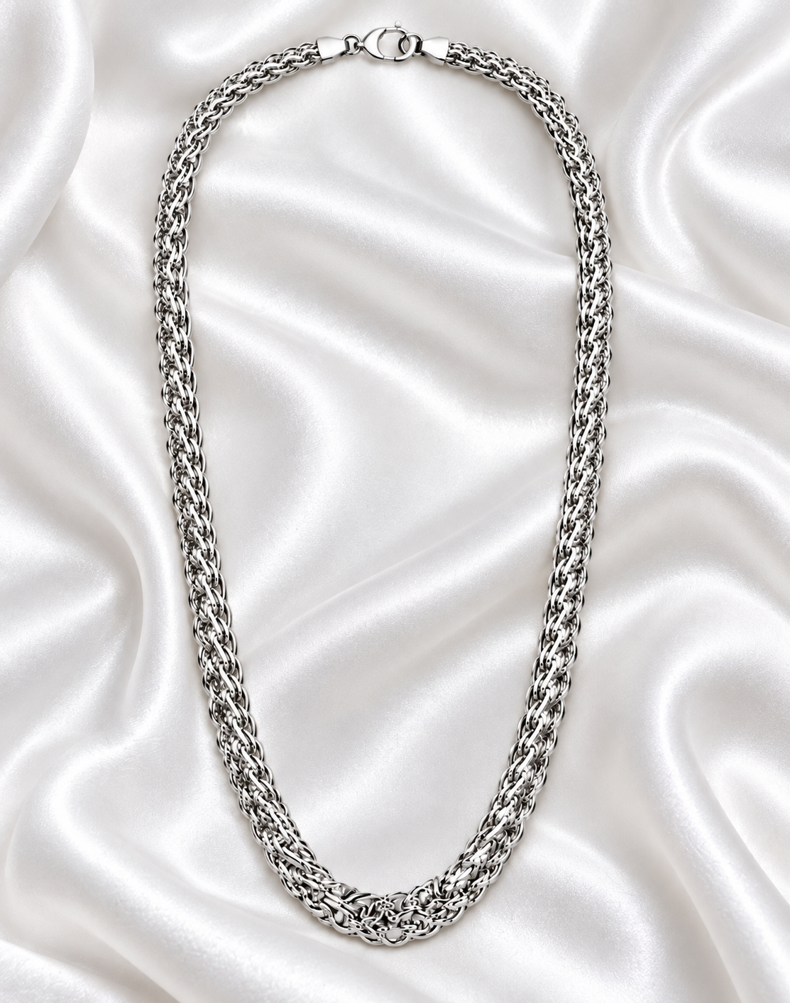 Elegant Silver Chain for Women – Classic Woven Link Necklace