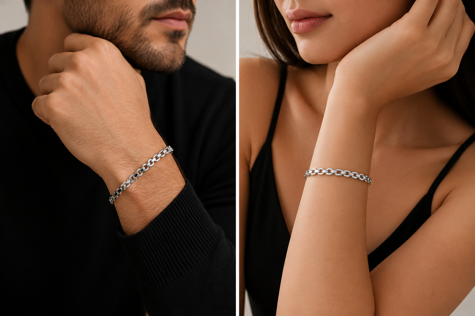 Kritharth Jewels Silver-Tone Cuban Link Bracelet