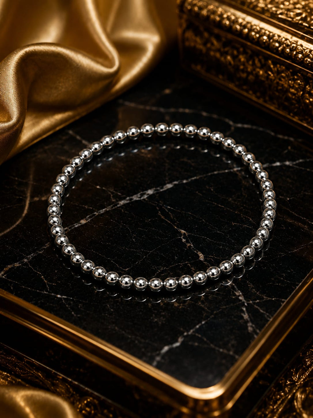925 Sterling Silver Beaded Bangle for Women