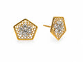 Elegant Gold-Tone Geometric Crystal Stud Earrings for Women
