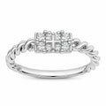 925 Sterling Silver Cross Cubic Zirconia Twisted Rope Ring for Women