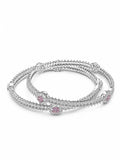 Elegant Silver-Tone Pink Stone Studded Designer Bangles for Women