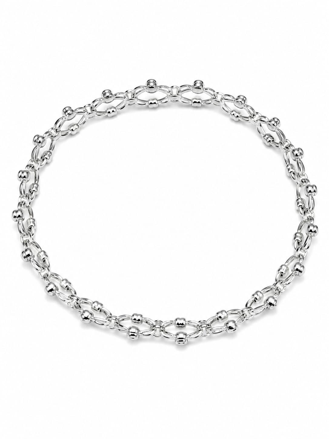 Sterling Silver Beaded Link Bracelet for Women
