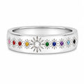 925 Sterling Silver Multi Birthstone Floral Band Ring for Women & Girls