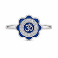 925 Sterling Silver Blue Om Flower Ring for Women