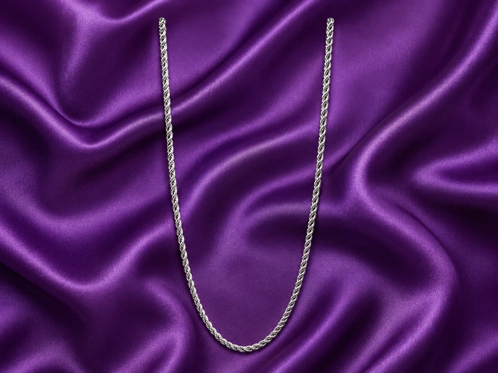 Kritharth Jewels Silver Byzantine Rope Chain Necklace