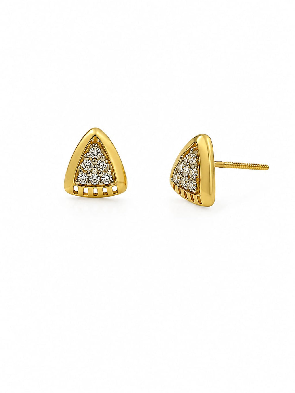 Elegant Gold-Tone Triangle Crystal Stud Earrings for Women