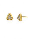 Elegant Gold-Tone Triangle Crystal Stud Earrings for Women