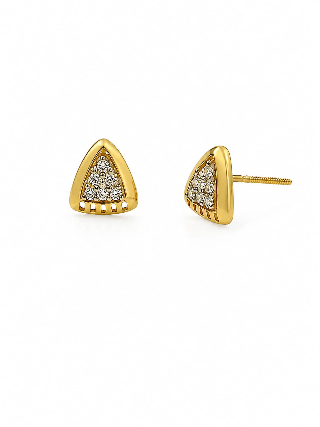 Elegant Gold-Tone Triangle Crystal Stud Earrings for Women