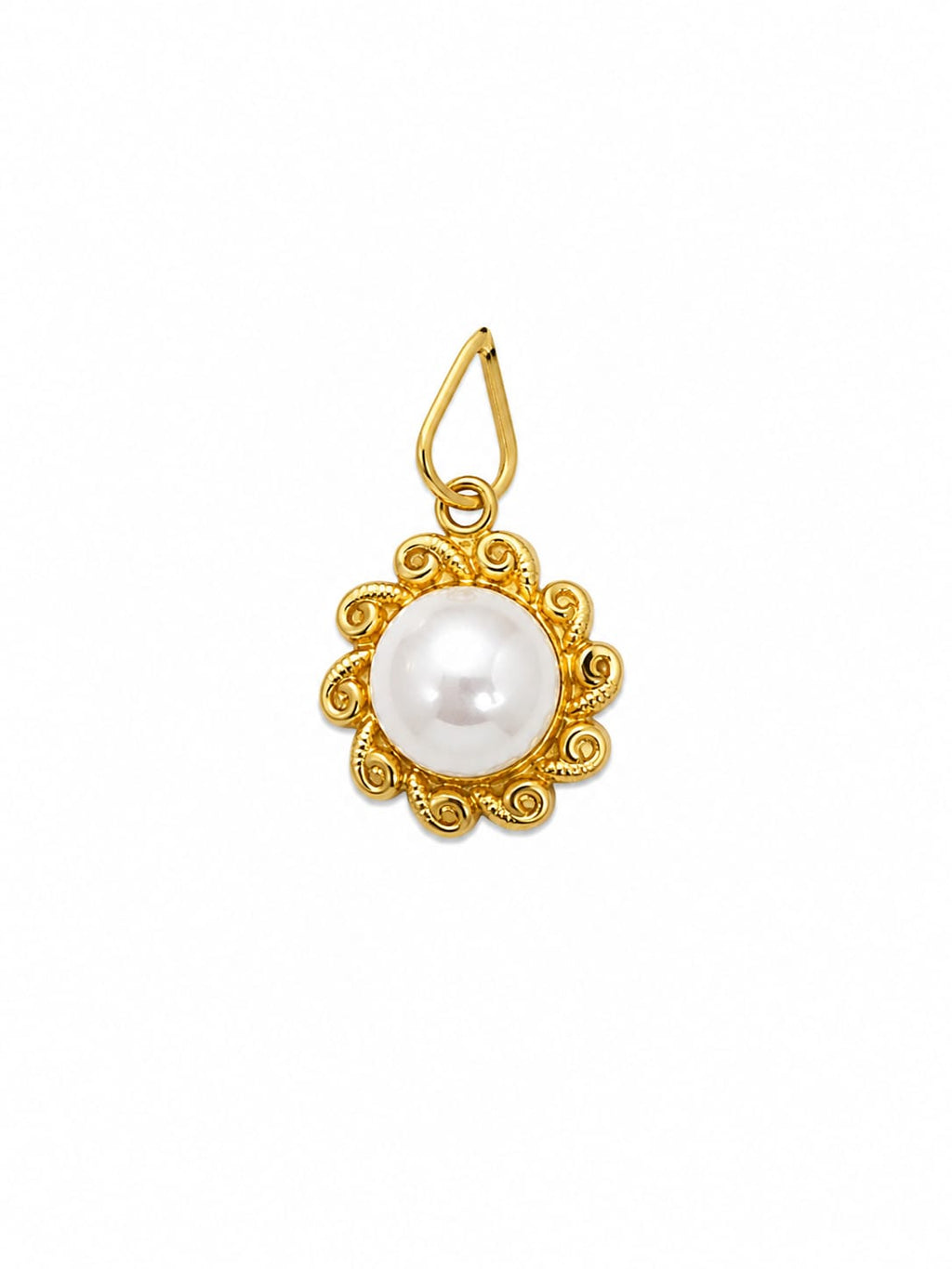 18K Gold Classic Pearl Floral Pendant