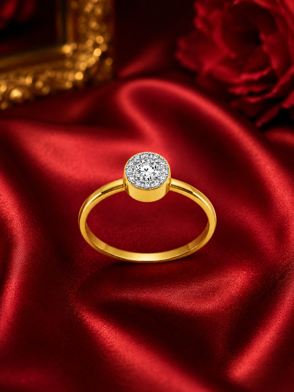 Kritharth Jewels Diamond Halo Solitaire Gold Ring