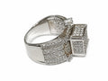 Luxury Iced-Out Square Signet Ring – Silver Tone Crystal Statement Ring