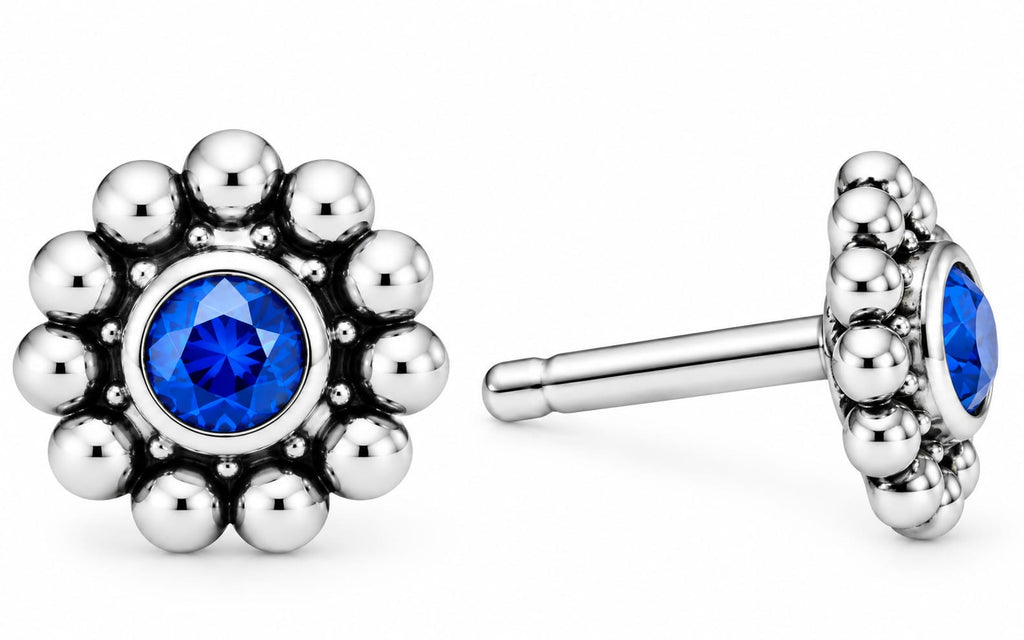 Royal Blue and Green  Gemstone Silver Stud Earrings