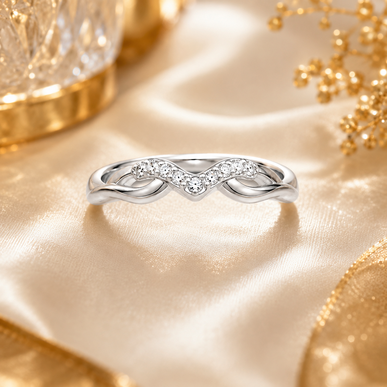 925 Sterling Silver Infinity Twist CZ Ring for Women