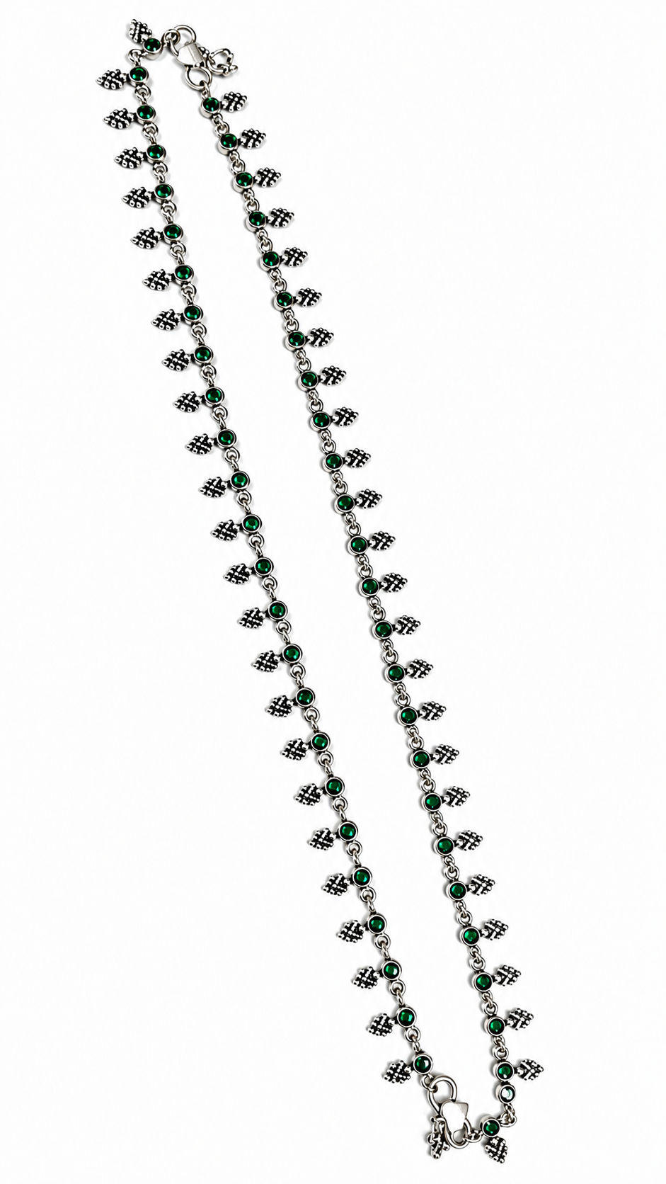 Emerald Green Silver Charm Anklets