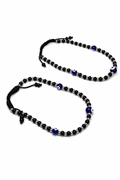 Evil Eye Black Beaded Adjustable Anklet Pair for Women