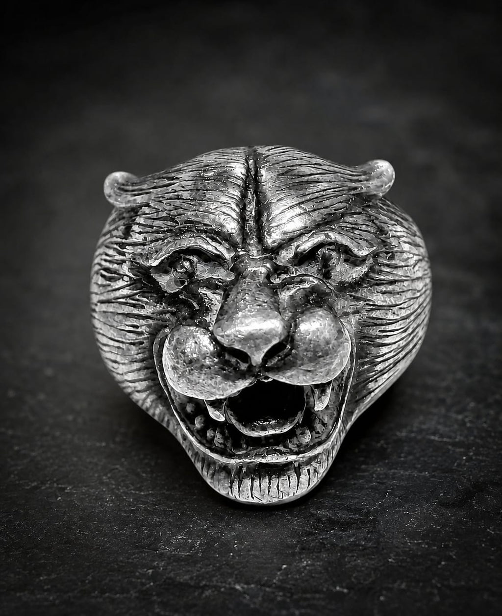 Roaring Panther Head Ring – Vintage Stainless Steel Animal Statement Ring