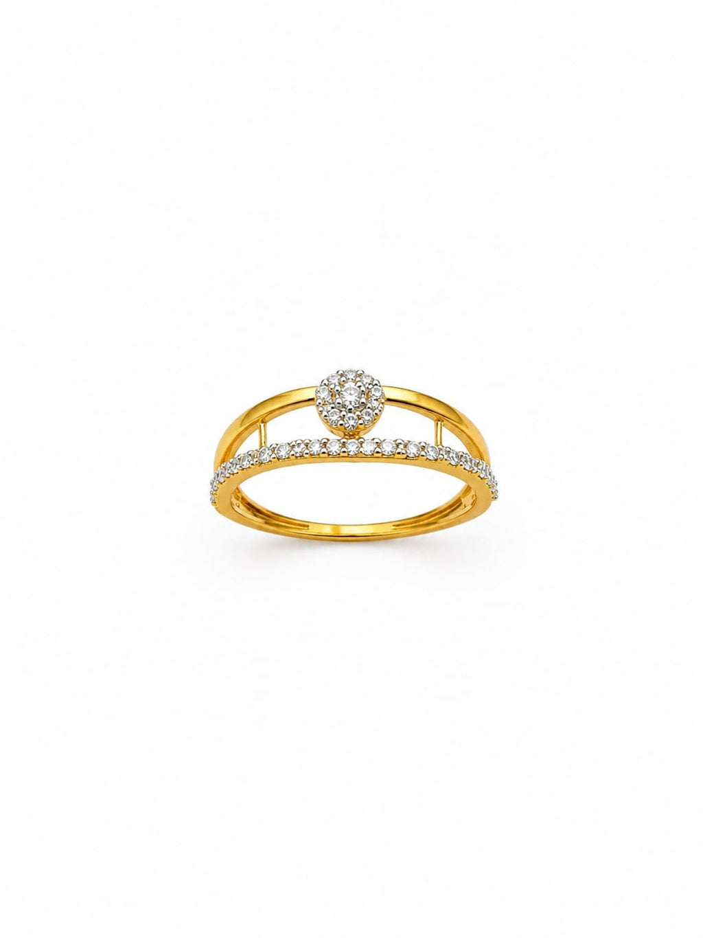 18K Gold Diamond Halo Open Band Ring for Women