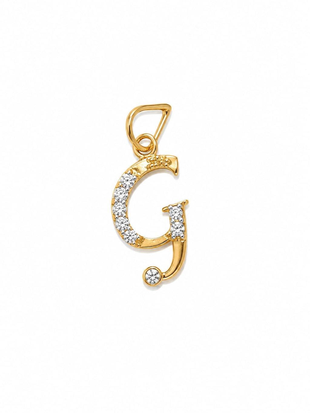 18K Gold Diamond Initial "G" Letter Pendant