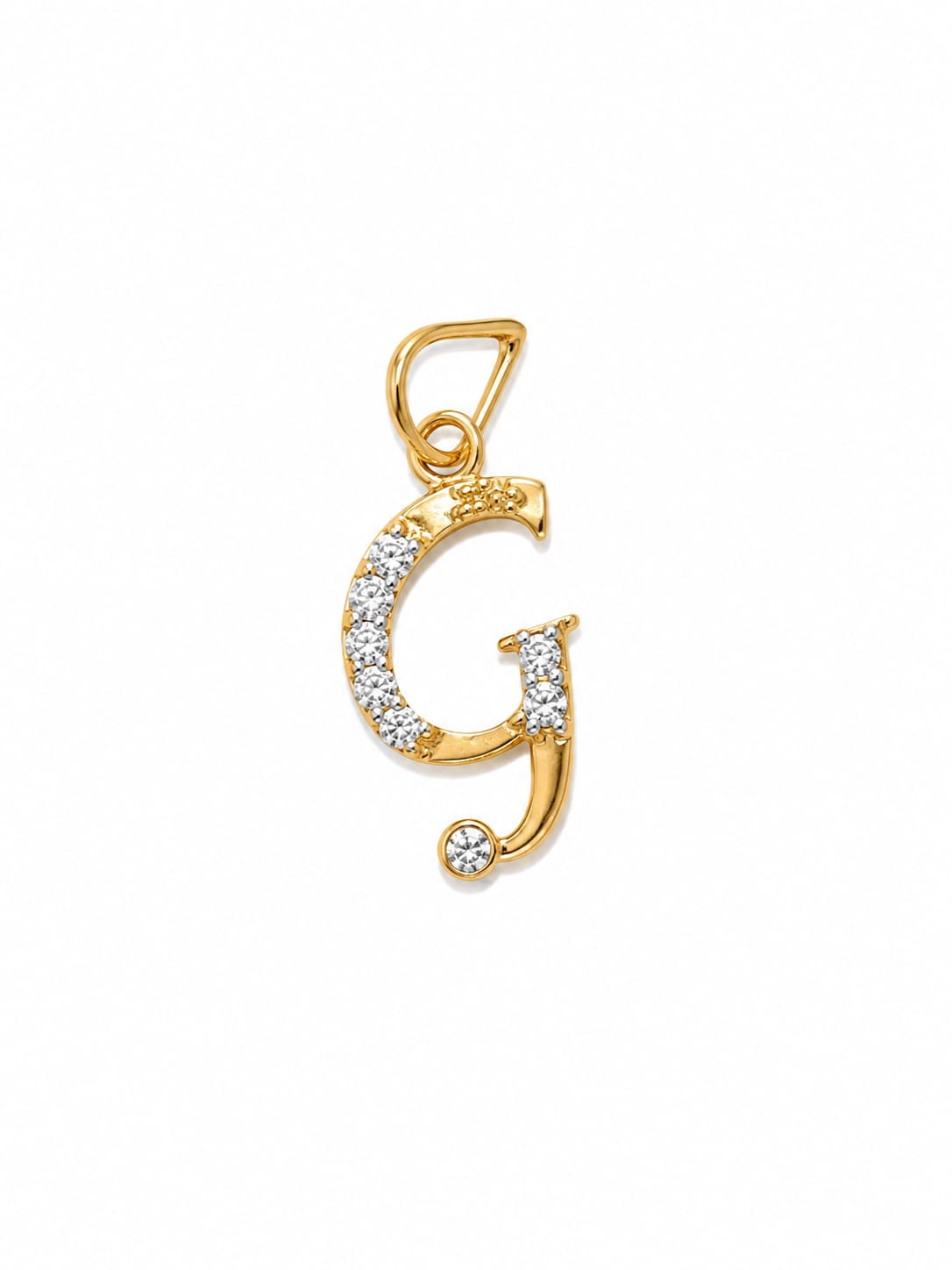 18K Gold Diamond Initial "G" Letter Pendant