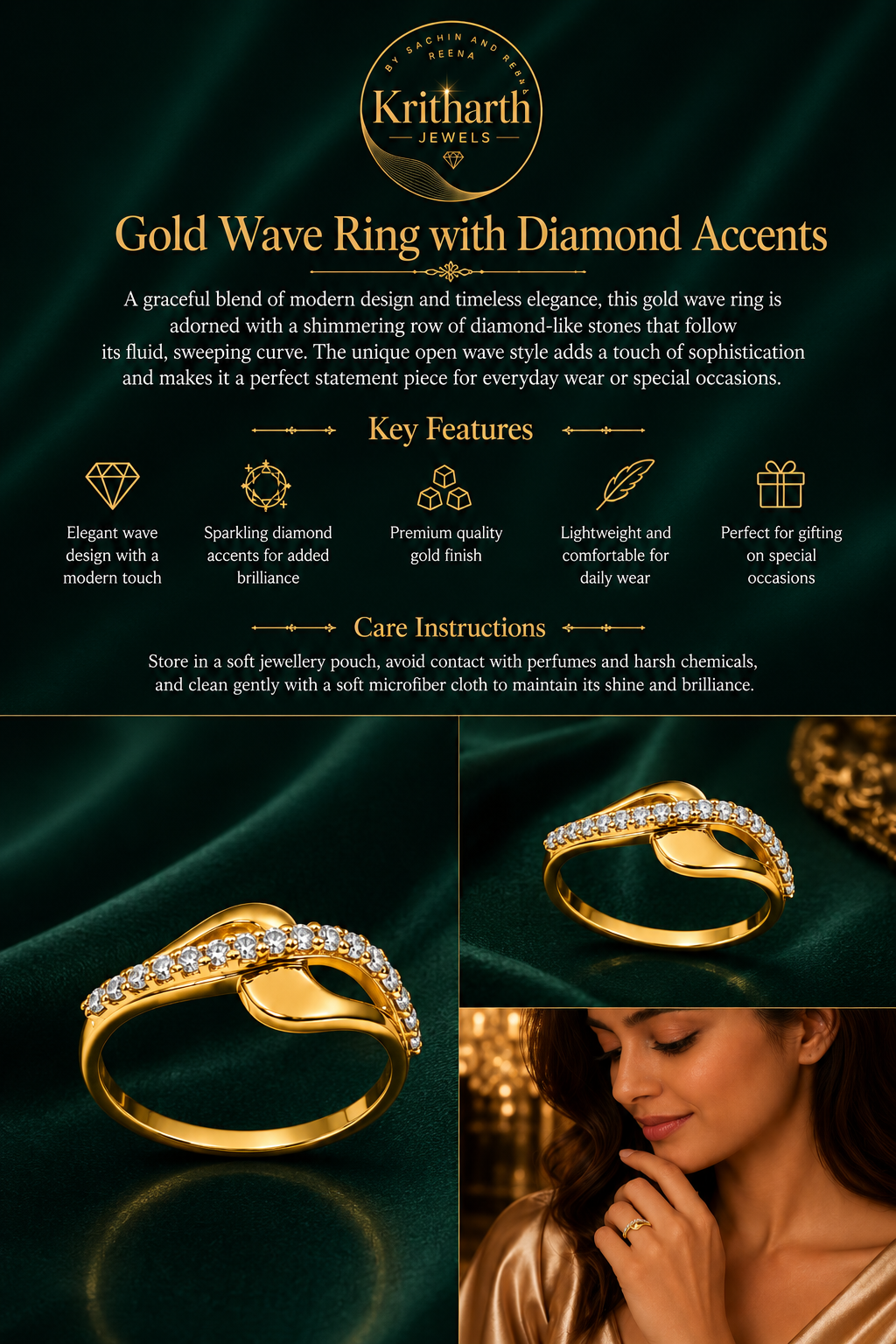 Kritharth Jewels Diamond Accent Twist Gold Ring