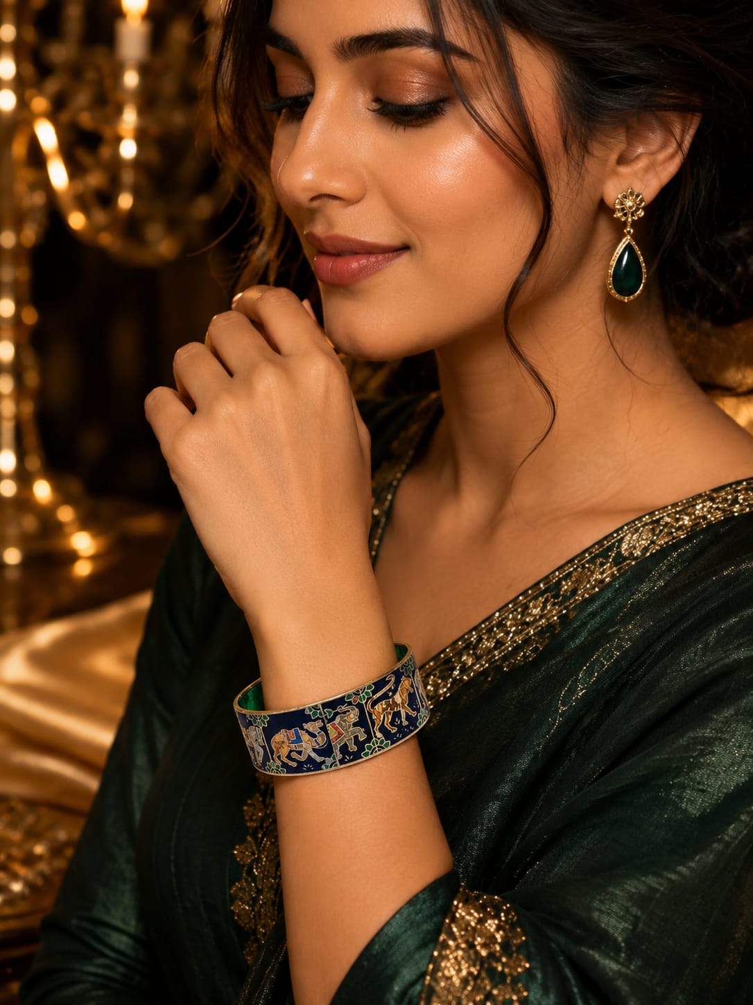 Kritharth Jewels Handcrafted Blue Meenakari Kada Bracelet