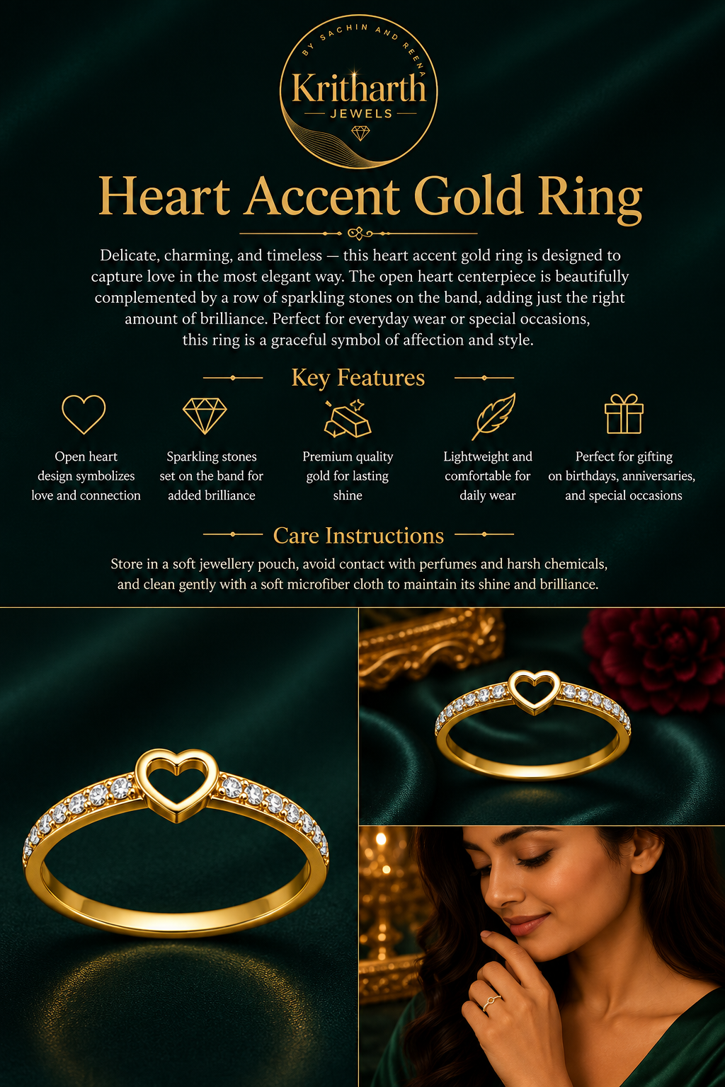 Kritharth Jewels Diamond Halo Solitaire Gold Ring