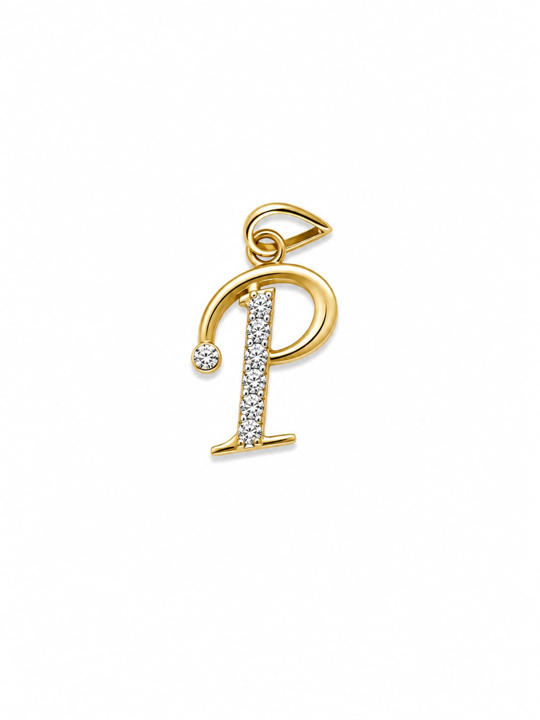 18K Gold Diamond Initial "P" Letter Pendant