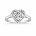925 Sterling Silver Heart Halo Ring for Women
