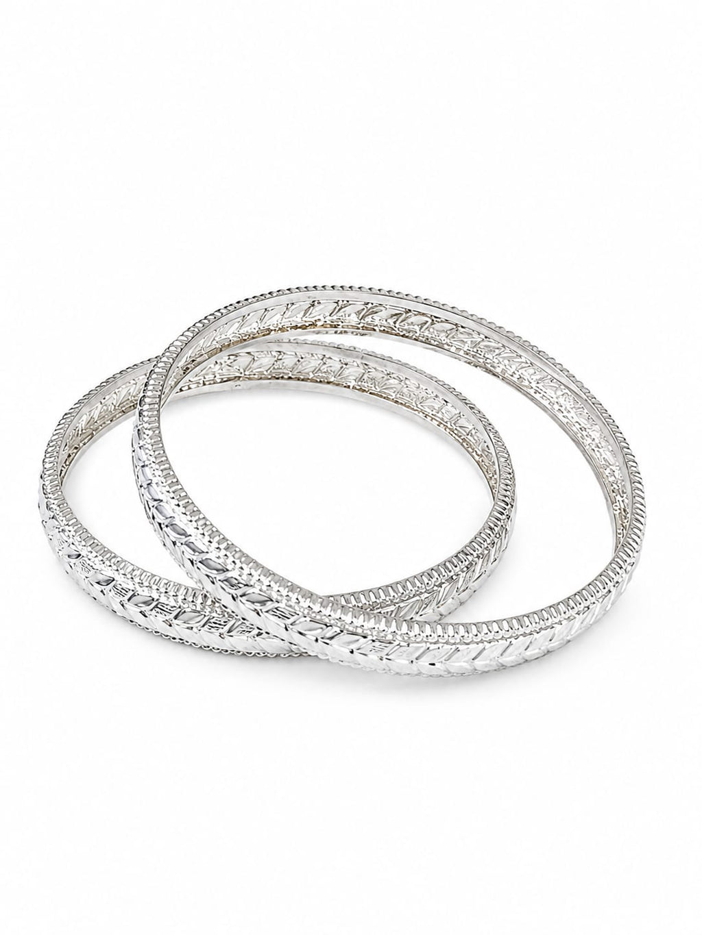 Kritharth Jewels Classic Silver-Tone Engraved Bangles Set
