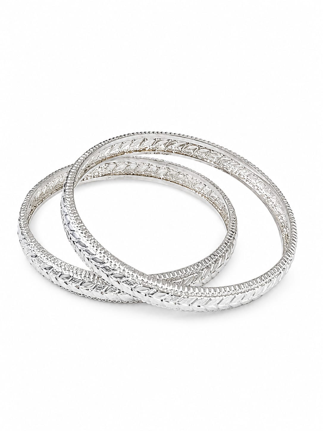 Kritharth Jewels Classic Silver-Tone Engraved Bangles Set