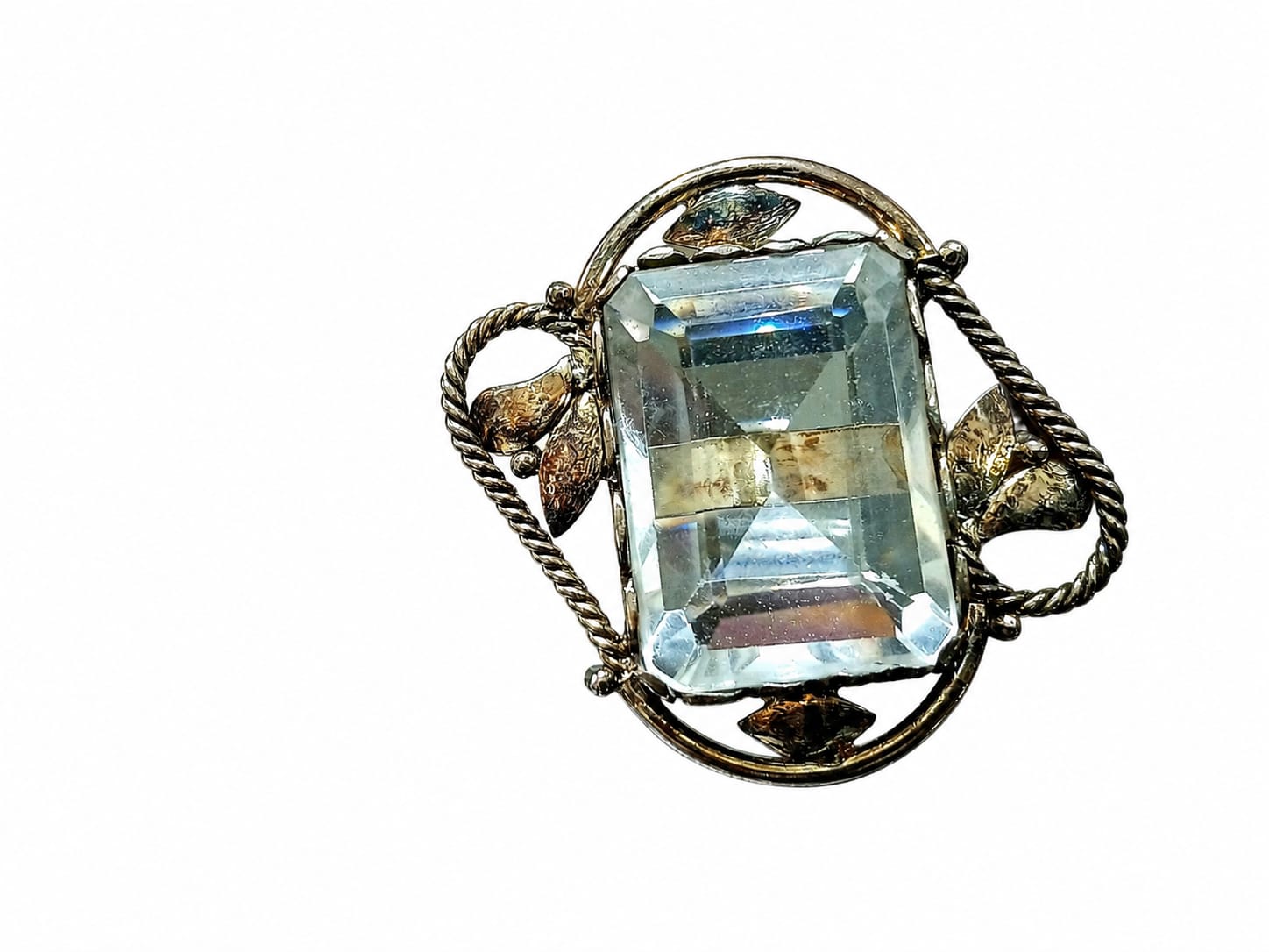 Vintage Aqua Crystal Floral Statement Ring