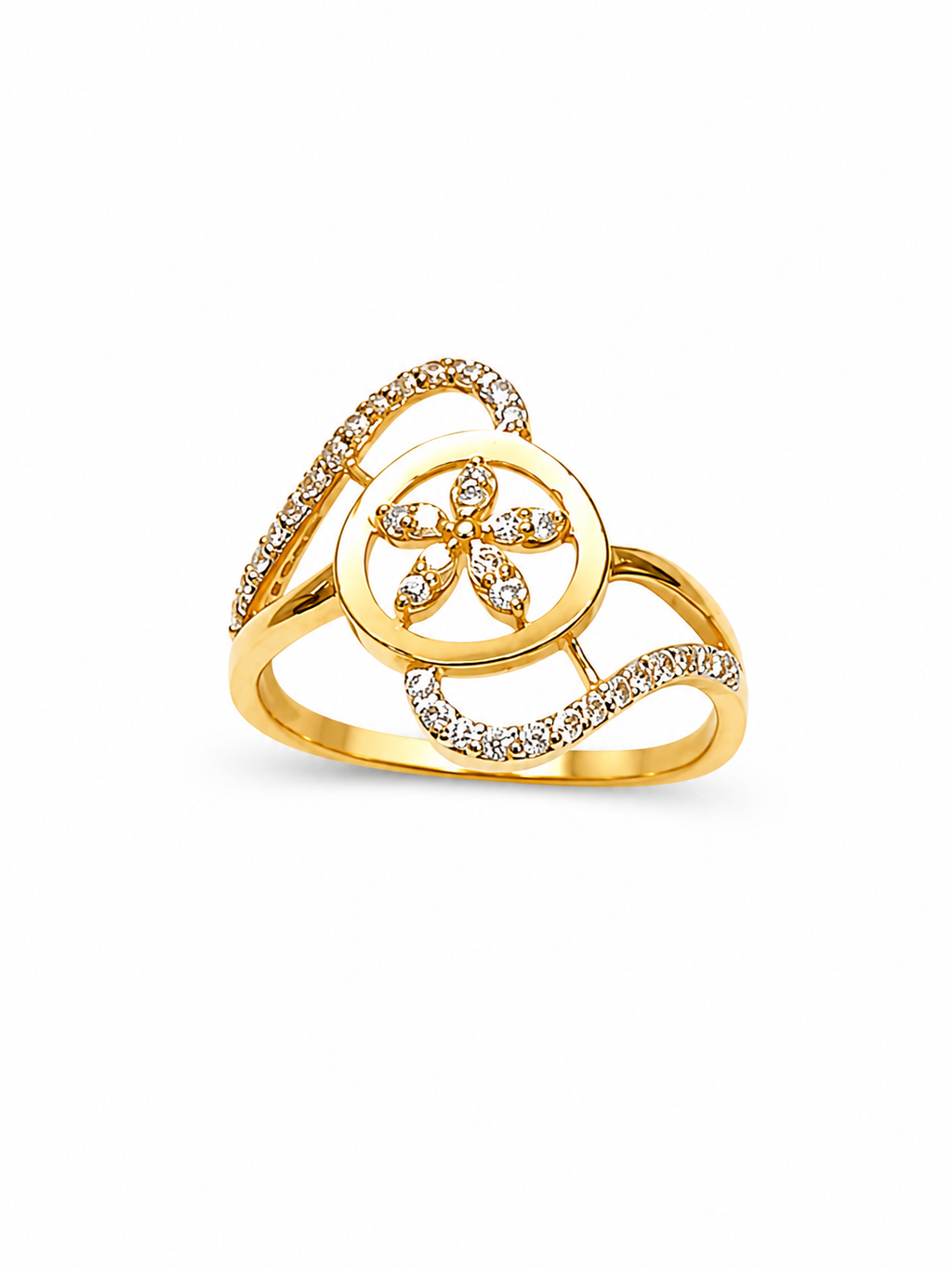 18K Gold Floral Diamond Ring for Women