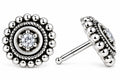 Classic Crystal Halo Silver Stud Earrings